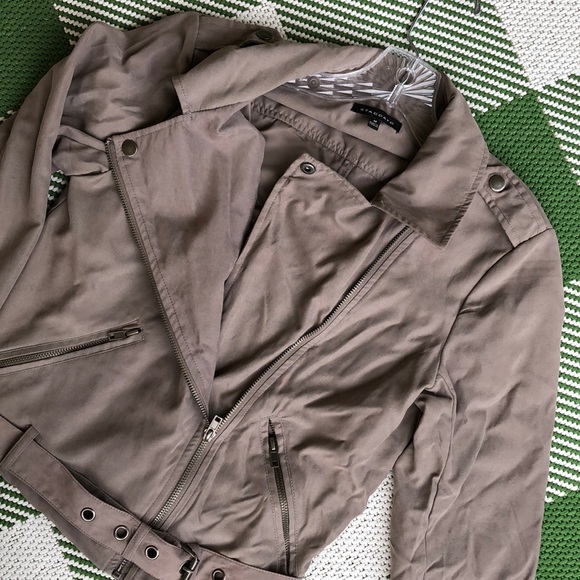 Staggato jacket in taupe off centered zipper - Picture 4 of 5